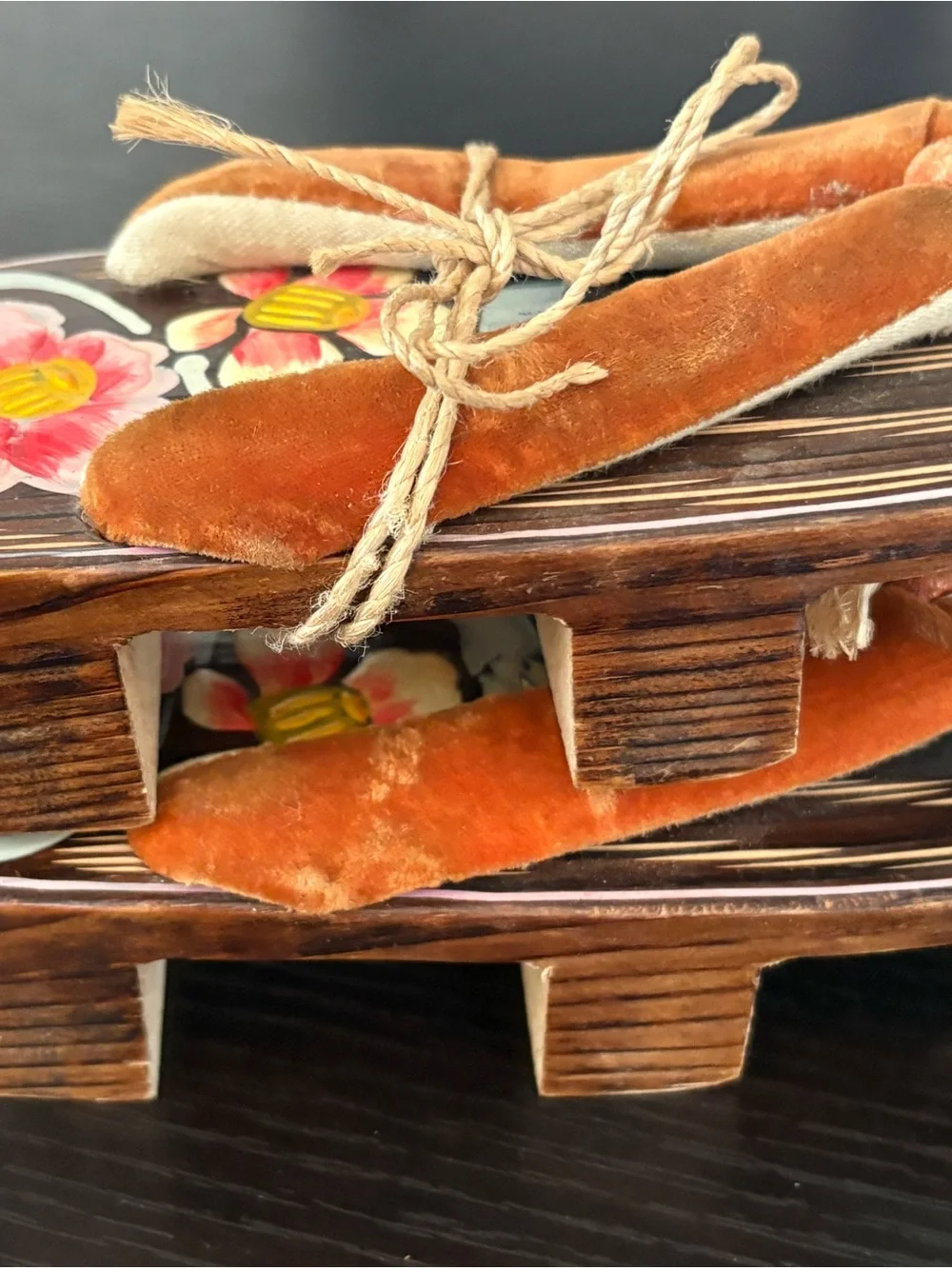 Vintage Japanese Hand Painted Traditional Geta Wooden, Lacquered Child’s Clog
